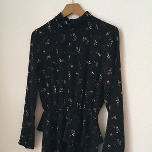 Black Floral Peplum Dress